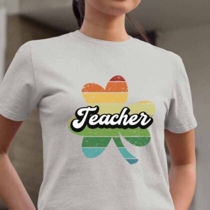 Rainbow Shamrock Teacher - Retro St. Patrick’s Day