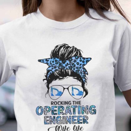 Operating Engineer Wife Life Shirt - Leopard Bandana Sunglasses