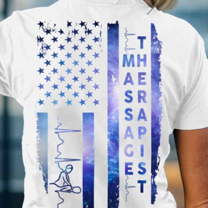 USA Flag Galaxy Design - Massage Therapist Pride